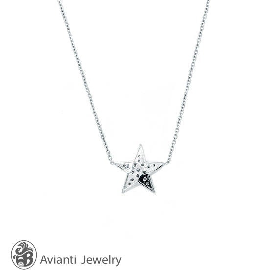 Star Necklace, Diamond Star Necklace, Vintage Sta… - image 2