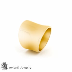Gold Ring, Wide Cigar Band, Yellow Gold Ring, high polish Cigar Band, Cigar Band, 14 karat Yellow Gold Band, Tapered Bottom Gold Ring
