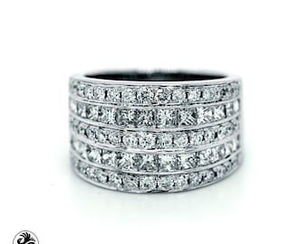 Diamond Band, Princess Diamond Anniversary Band, Band With Princess Cut And Round Cut Diamonds, Wide Ring, Red Carpet Collection, Wide Band