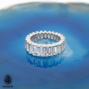 14k White Gold Baguette Diamond Eternity Band - 4.20 Carat