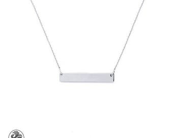 Bar Necklace 14 Karat White Gold Bar 
