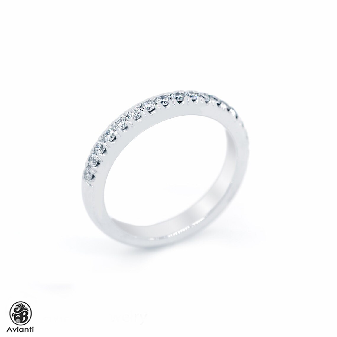 Diamond Band Half Eternity Wedding Band Anniversary Band 14 Etsy