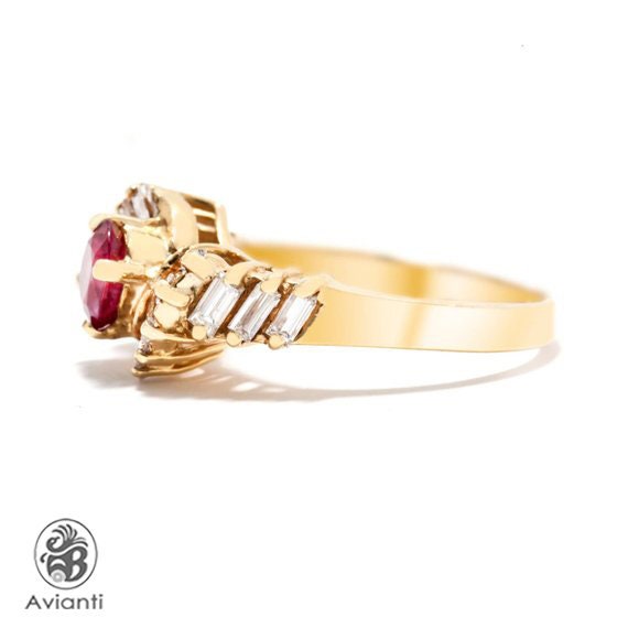 Vintage Oval Ruby Engagement Ring: 14k Yellow Gol… - image 2