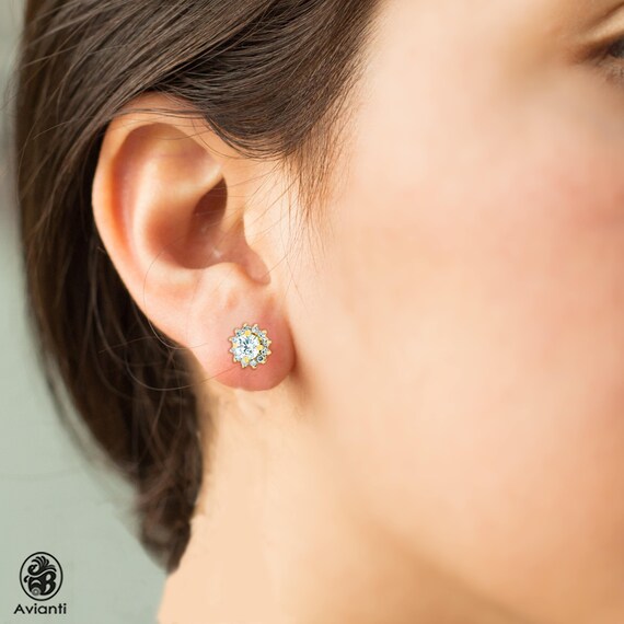Diamant-Blumen-Ohrstecker Aus Roségold
