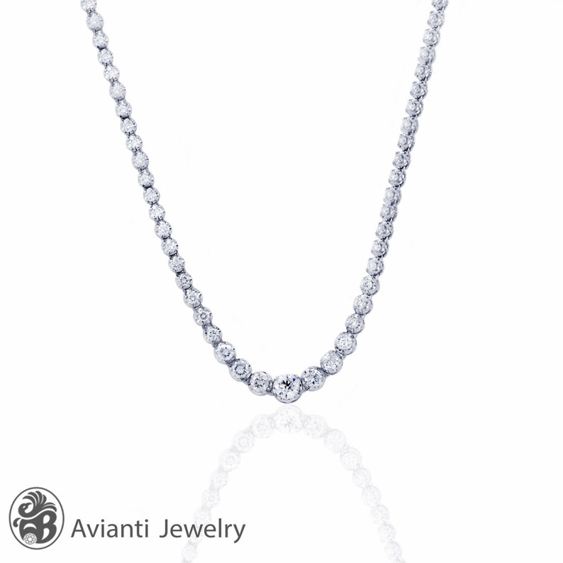 Diamond Necklace Opera Tennis 14 Karat White Gold Nec01804