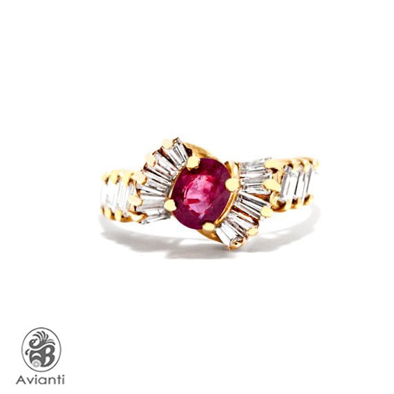 Vintage Oval Ruby Engagement Ring: 14k Yellow Gol… - image 1