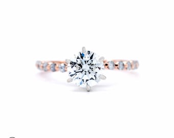 14k Rose Gold Diamond Engagement Ring: Round Brilliant Cut