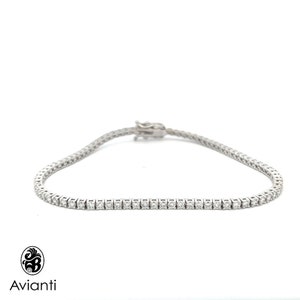 14K White Gold Diamond Tennis Bracelet: 2.16 Carat Round Diamonds