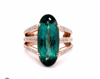 Tourmaline Statement Ring, Oval Tourmaline Ring, Seafoam Green Tourmaline Ring,  Rare Color Tourmaline Ring, Red Carpet Collection