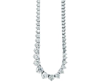 Diamond Necklace, Opera Necklace, Diamond Tennis Necklace, 14K Graduated Diamonds Necklace, White Gold Necklace W/ Diamonds, Tennis Necklace