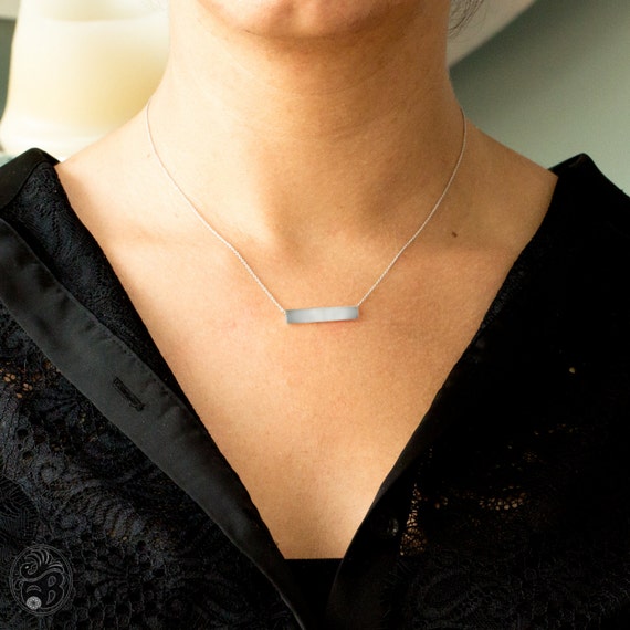Bar Necklace 14 Karat White Gold Bar 