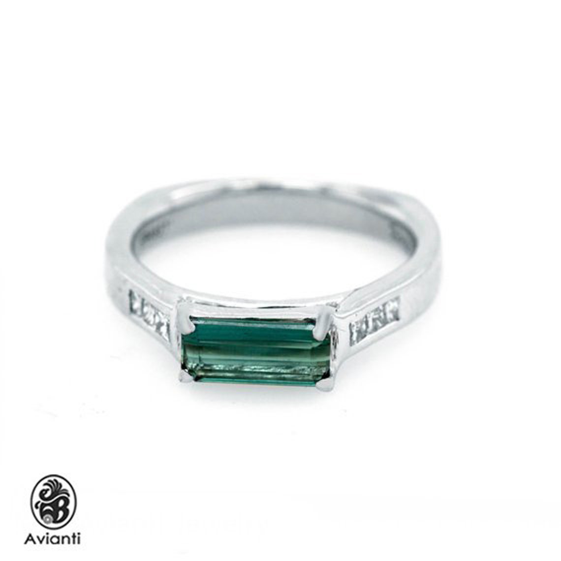 Tourmaline Ring Emerald Cut Green Tourmaline Ring Princess Etsy