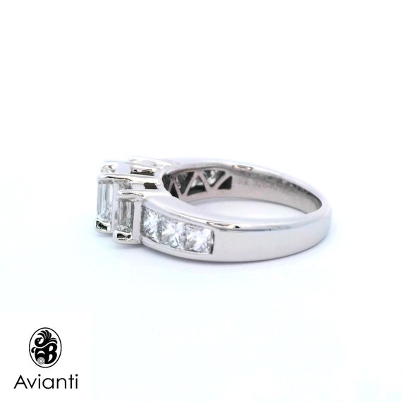 Engagement Ring, Emerald Cut Three Stone Ring, Vi… - image 6
