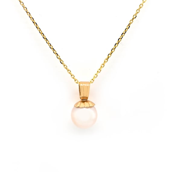 Pearl Pendant, Vintage White Cultured Pearl, Solit