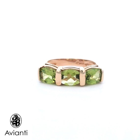 Peridot Ring, Yellow Gold Peridot Ring, 10KT Yello