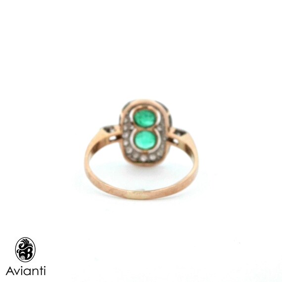 Vintage 18k Yellow Gold Emerald Diamond Ring: 198… - image 4