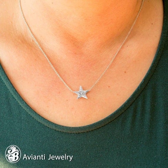 Star Necklace, Diamond Star Necklace, Vintage Sta… - image 3