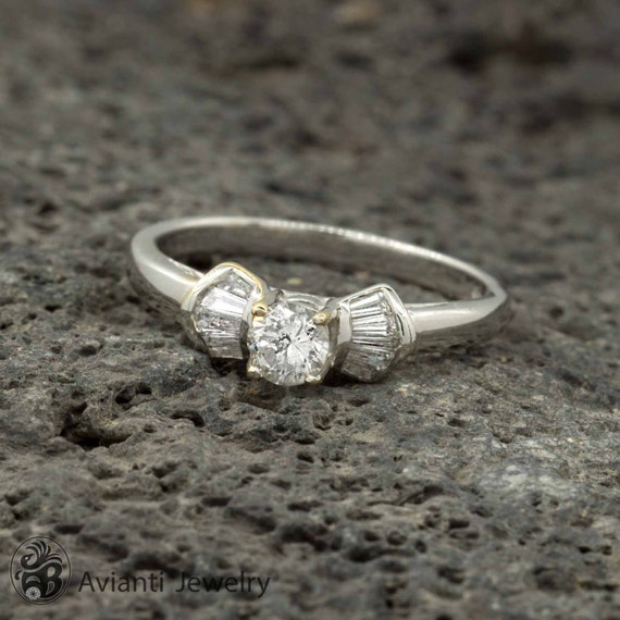 Diamond Ring, Baguette Diamond Ring, Bow Like Des… - image 2