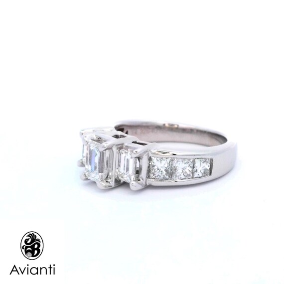 Engagement Ring, Emerald Cut Three Stone Ring, Vi… - image 7