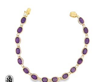 Vintage 14k Yellow Gold Amethyst Bracelet: Bezel Set, 1980s