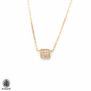 Diamond Necklace, Square Diamond Necklace In Rose Gold, Rose Gold Necklace, Push Present, Trending Collection Diamond Necklace,Pave Diamonds