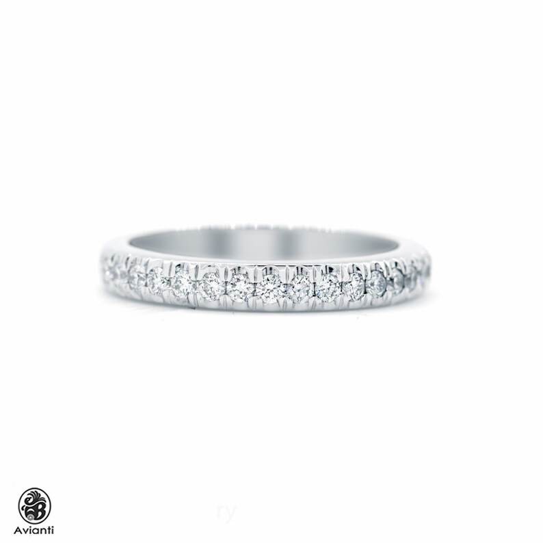 Diamond Band Half Eternity Wedding Band Anniversary Band 14 Etsy