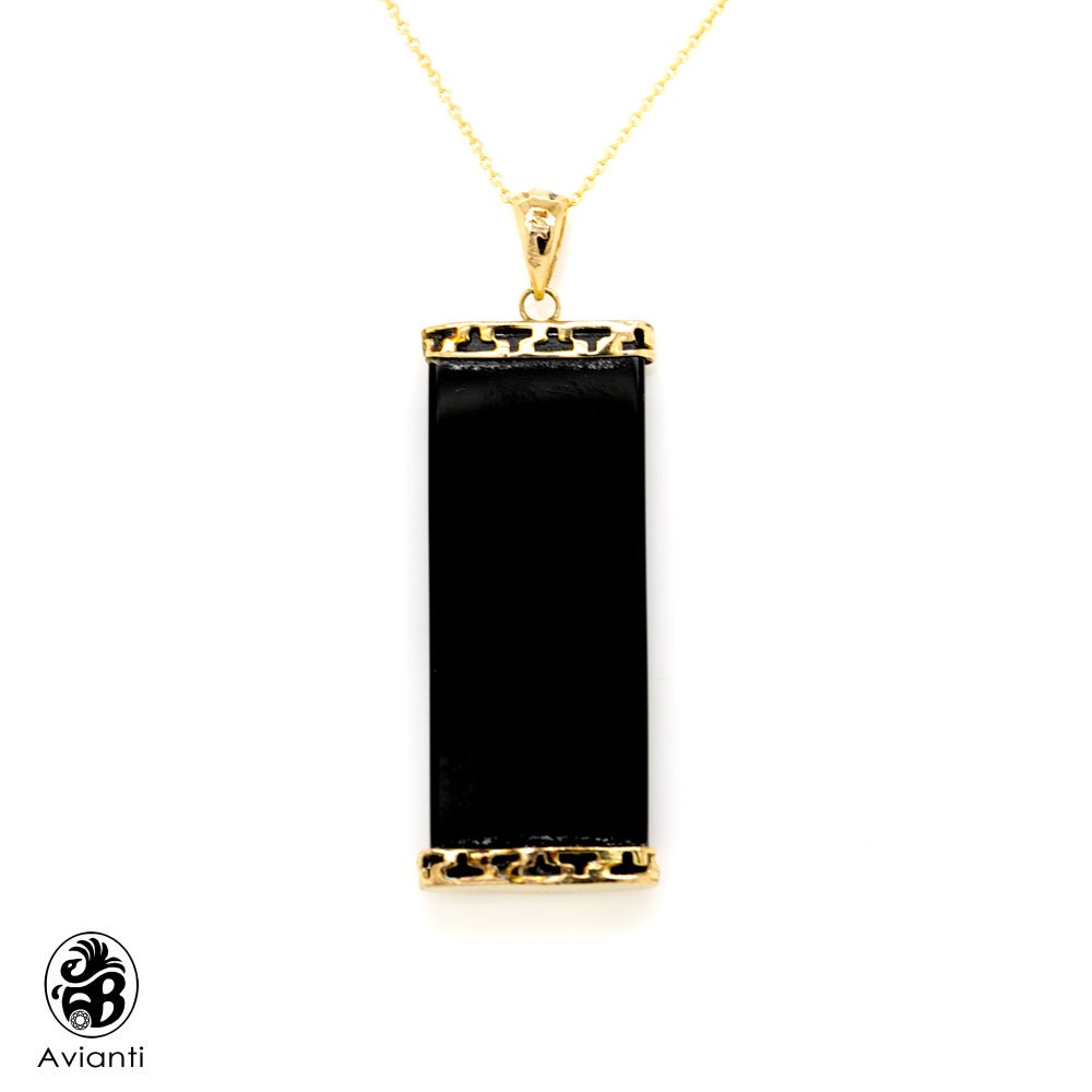 Onyx Pendant Black Onyx Pendant Yellow 