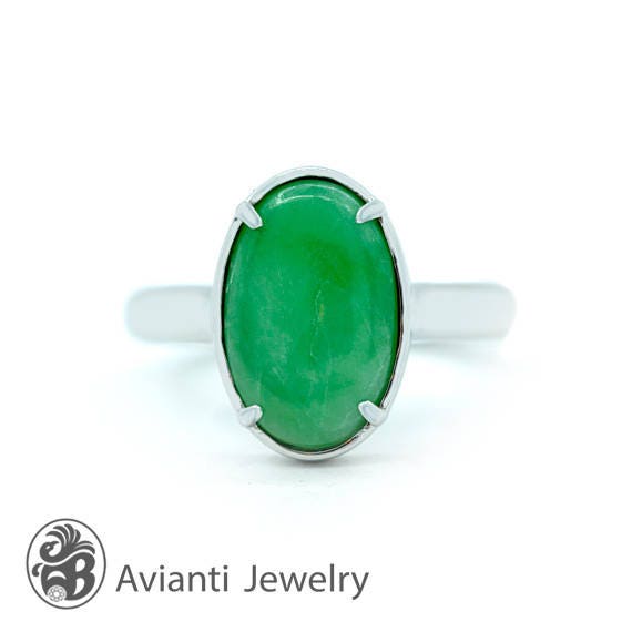 Jade Ring White Gold Jade Ring Green Jade Ring Statement Ring