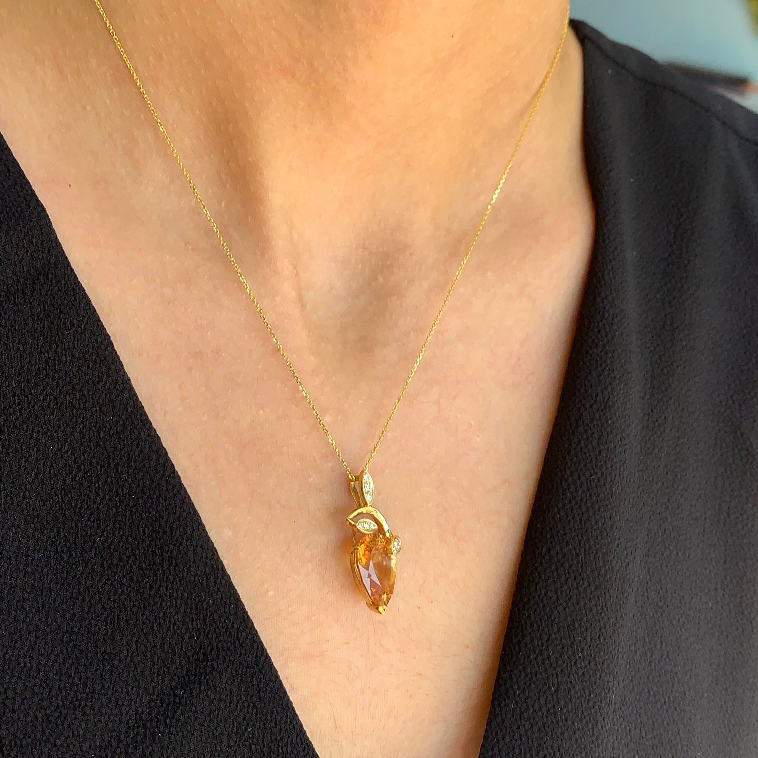 Sterling Silver Citrine & White Topaz Pendant | Charm Diamond Centres