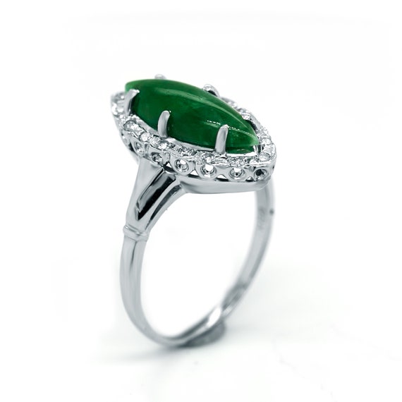 Jade Ring, Cabochon Green Jade Ring, Statement Rin