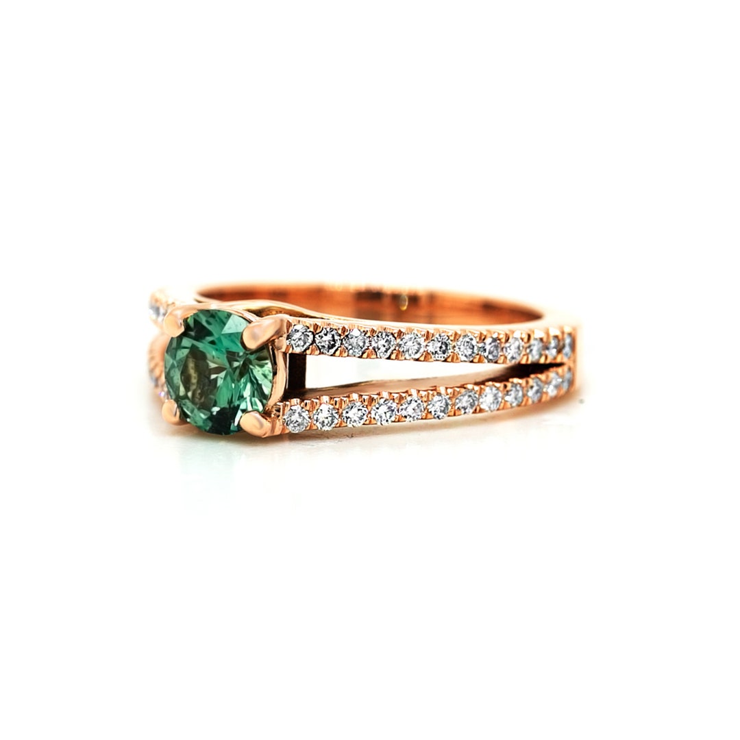 Engagement Ring Green Sapphire Engagement Ring Round Etsy