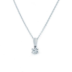 Diamond Pendant, Solitaire Diamond Pendant, Round Diamond Necklace, 14 karat white gold diamond Pendant, Minimal Diamond Pendant