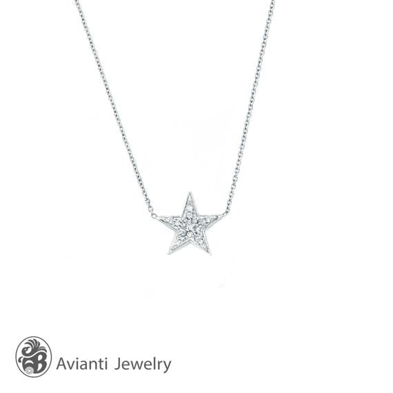 Star Necklace, Diamond Star Necklace, Vintage Sta… - image 1