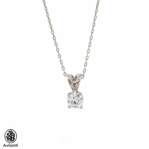 Diamond Necklace, White Gold  Solitaire Necklace, Solitaire pendant with Diamond, Round Diamond Pendant, Simple Diamond Necklace,