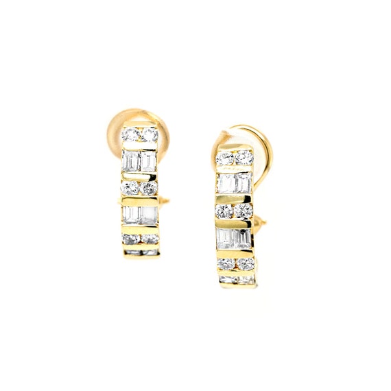 Diamond Earrings, Yellow Gold Earrings, Diamond F… - image 1