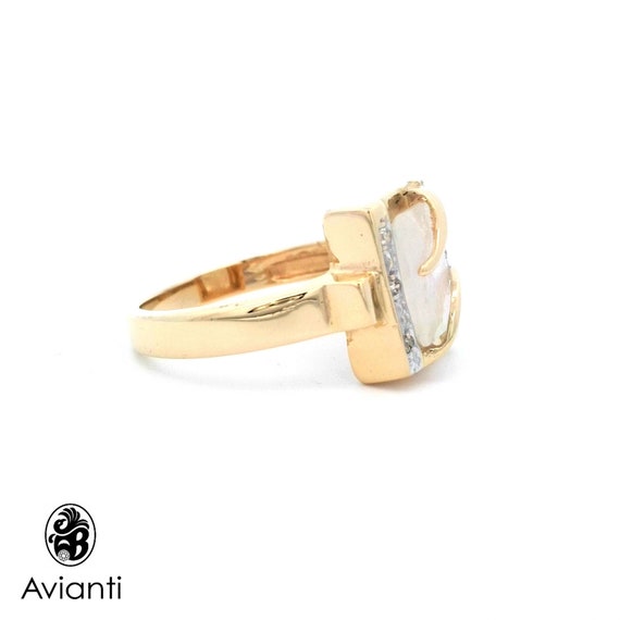 Square Moonstone Ring: Diamond Halo, 18K Yellow G… - image 3