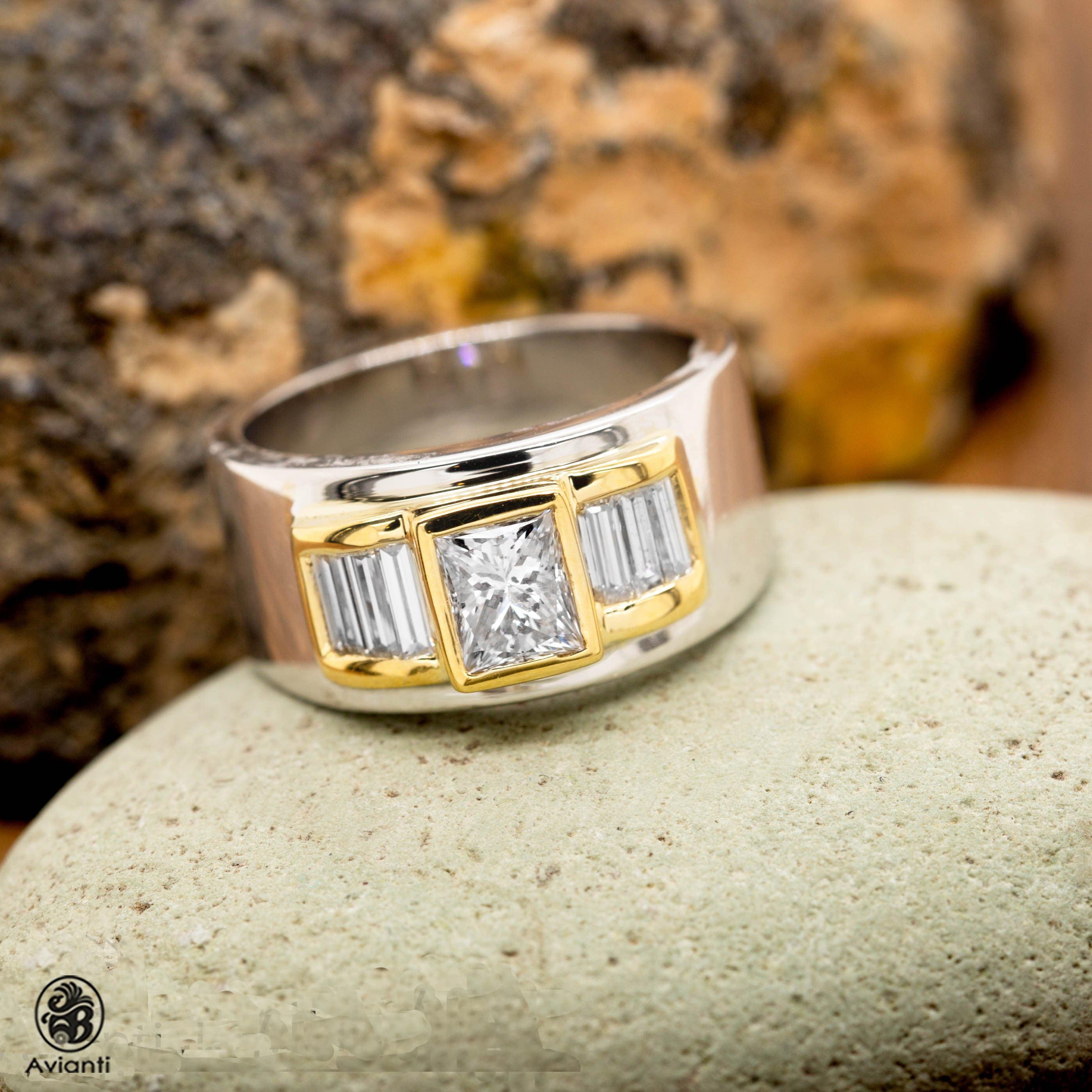 Wide band engagement rings gold deals