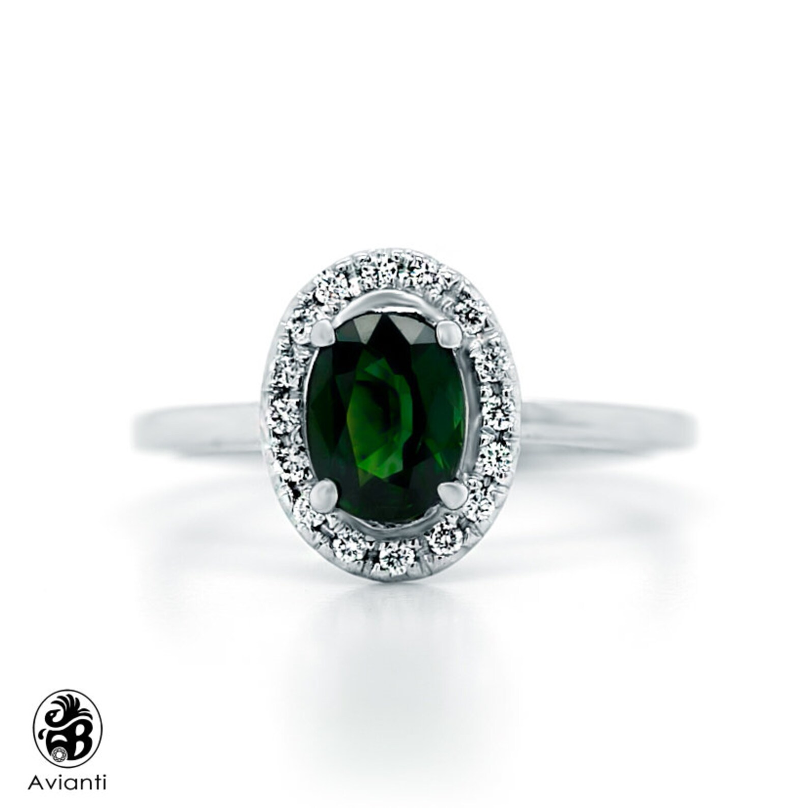 Sapphire Ring Green Sapphire Ring With Diamonds Oval Green Etsy