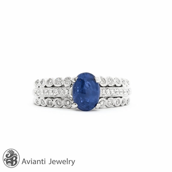 Sapphire Ring, Blue Sapphire Statement Ring, Oval 