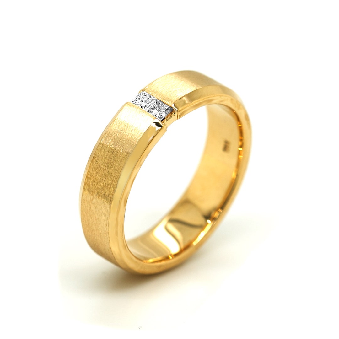 Wedding Band Diamond Band Men's Wedding Band Satin - Etsy