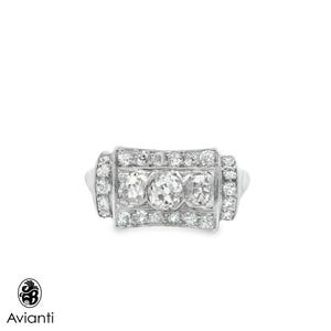 Engagement Ring, Vintage Engagement Ring, Diamond Engagement Ring, Vintage Three-Diamond Engagement Ring, Old European Cut Engagement Ring