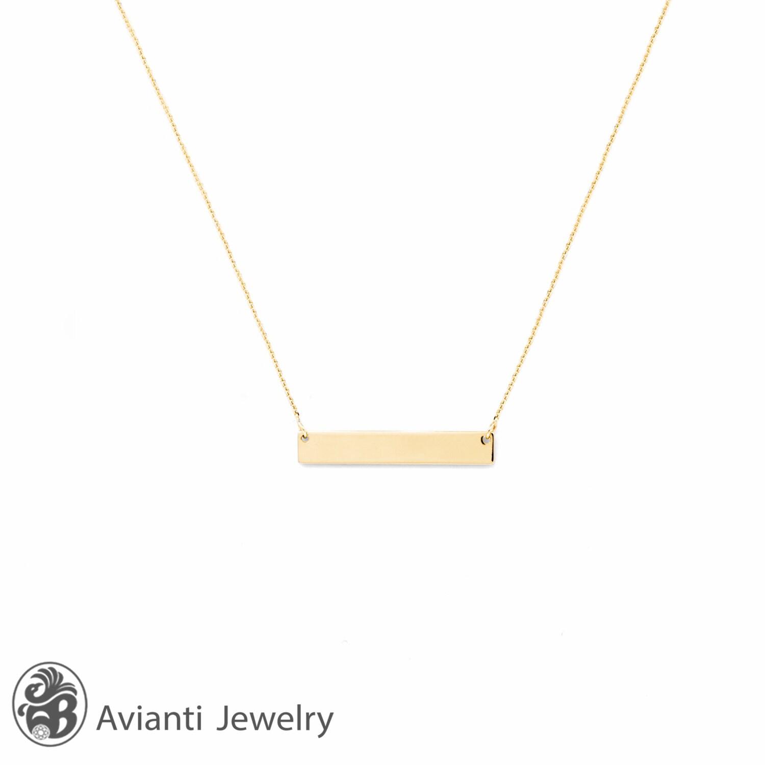 Bar Necklace 14 Karat White Gold Bar 