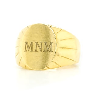 14K Yellow Gold Personalized Signet Ring: Engraved Monogram