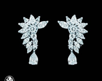 Diamond Earrings, Marquise Diamond Earrings,French Clip Earrings, Fan Shaped Diamond Earrings, Red Carpet Collection, Marquise Pear Diamonds