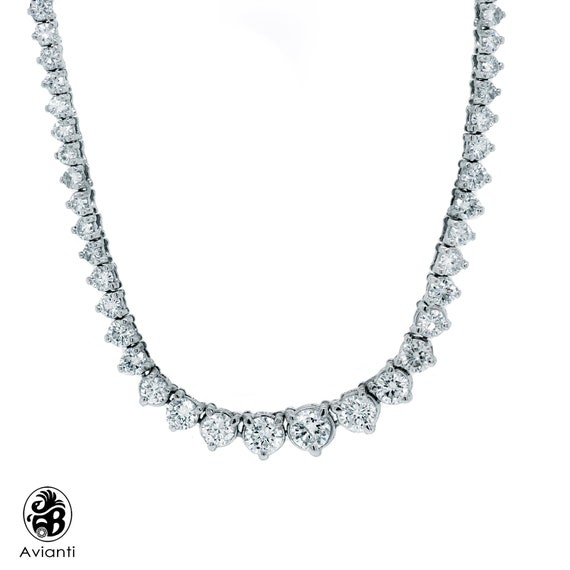 27 Carat Diamond Line Necklace 18 Karat White Gold 4 Claws Set Tennis  Riviera For Sale at 1stDibs | 27 carat gold, 27 karat, what karat is white  gold