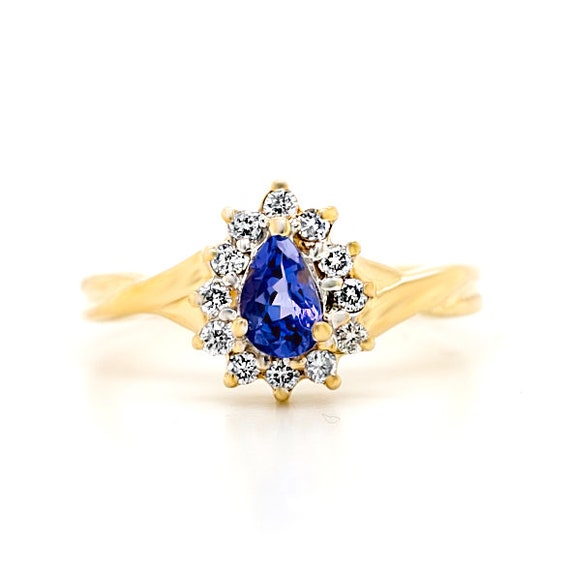 Tanzanite Ring, Violet Blue Gemstone Engagement R… - image 1