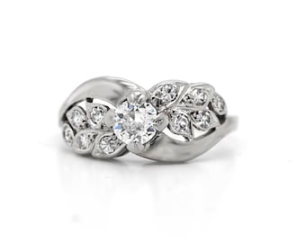 Engagement Ring, Antique Diamond Engagement Ring, Diamond Engagement Ring, Art Deco Ring, Diamond Art Deco Engagement Ring With Pave Diamond