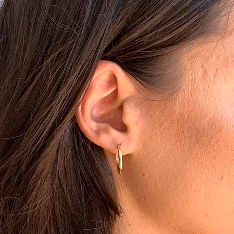 EAR01948 Lever Back Earrings Yellow Gold Earrings 14 Karat Huggies Earrings Gold Lever Back Earrings Hoops Earrings