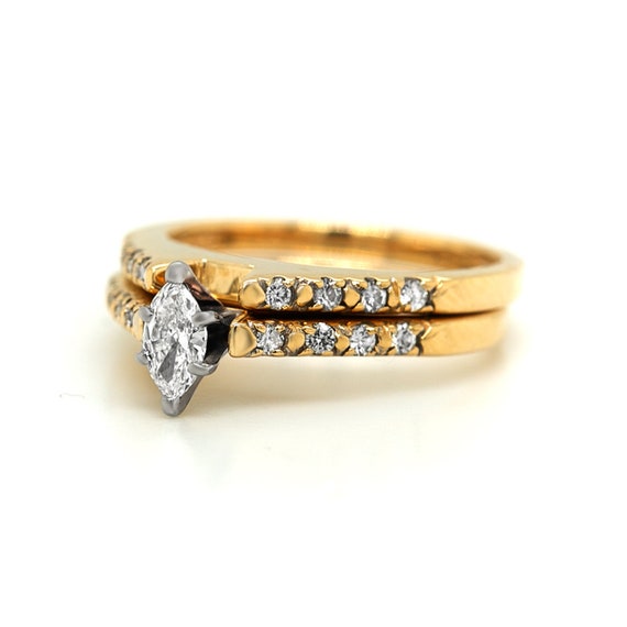 Vintage 14K Yellow Gold Marquise Diamond Engagement R… - Gem