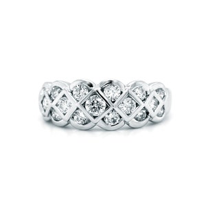 Diamond Cocktail Ring: 14k White Gold Anniversary Band